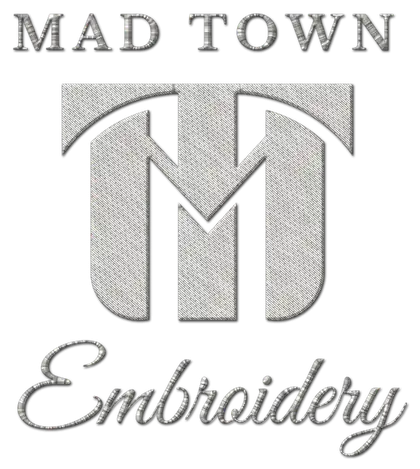 MadTown Embroidery logo stitched in white thread