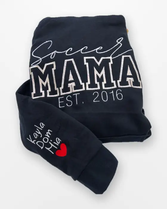 Custom embroidered Soccer Mama hoodie
